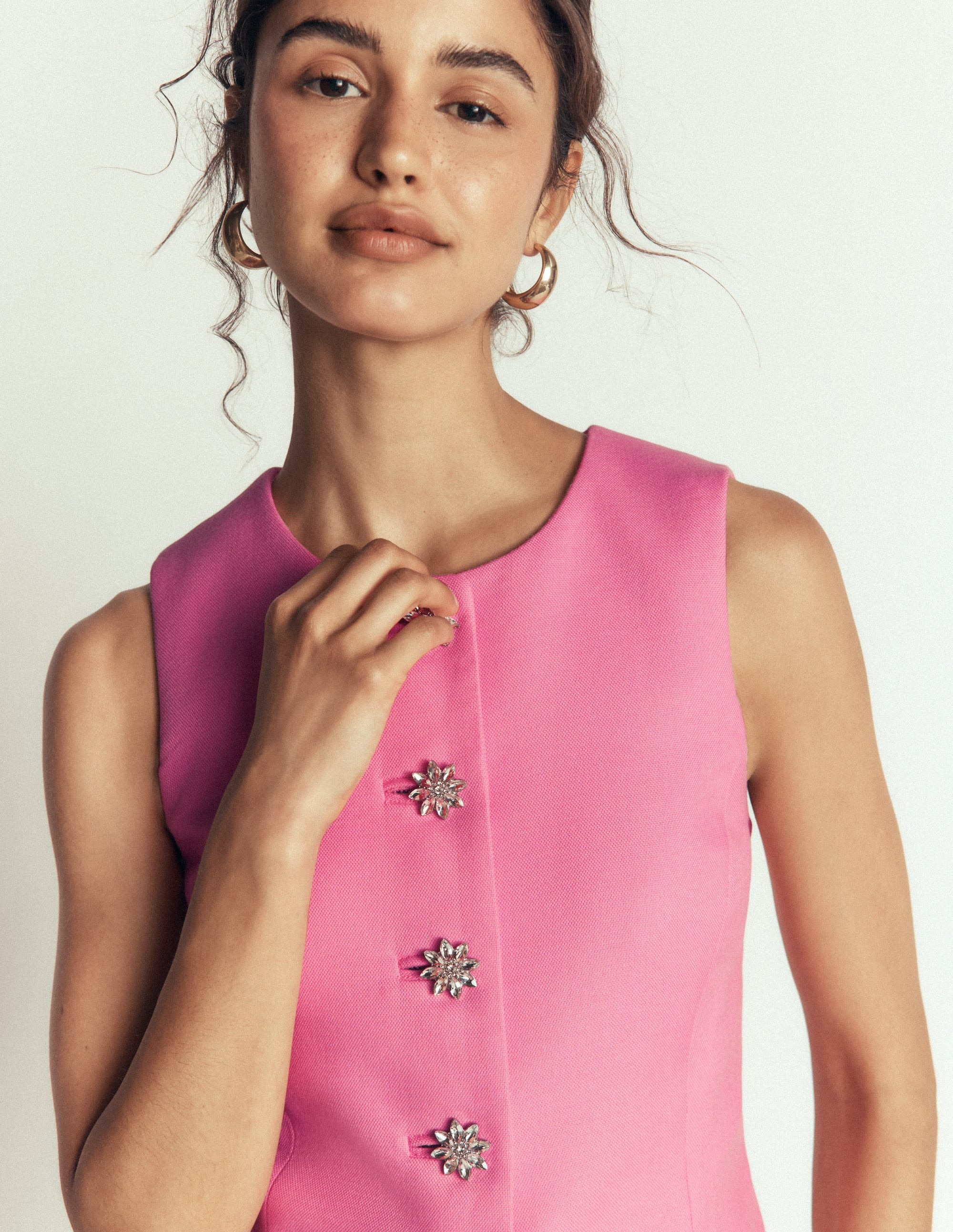 Textured Peplum Waistcoat-Wild Pink | Boden UK