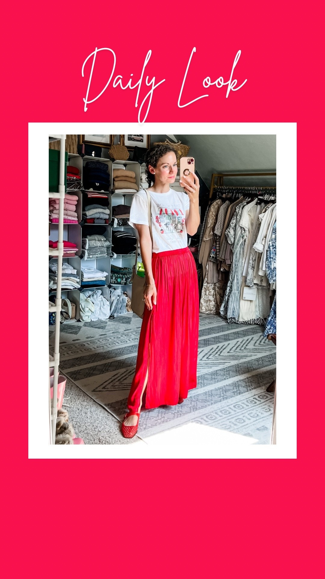 A chic simple summer outfit!
My cotton t-shirt is old from Gap, linking similar. 
Red pleated skirt is old from J.Crew, linking similar. 
Diamond studs from Amazon.
Bracelet is old from a local boutique, linking similar. 
Red jelly flats from Sam Edelman. 
Coach bag is vintage, linking similar.
Petite outfit. Parisian outfit. Summer outfit. Classic outfit. Colorful outfit.

#LTKootd #LTKgrwm #LTKdayinmylife
