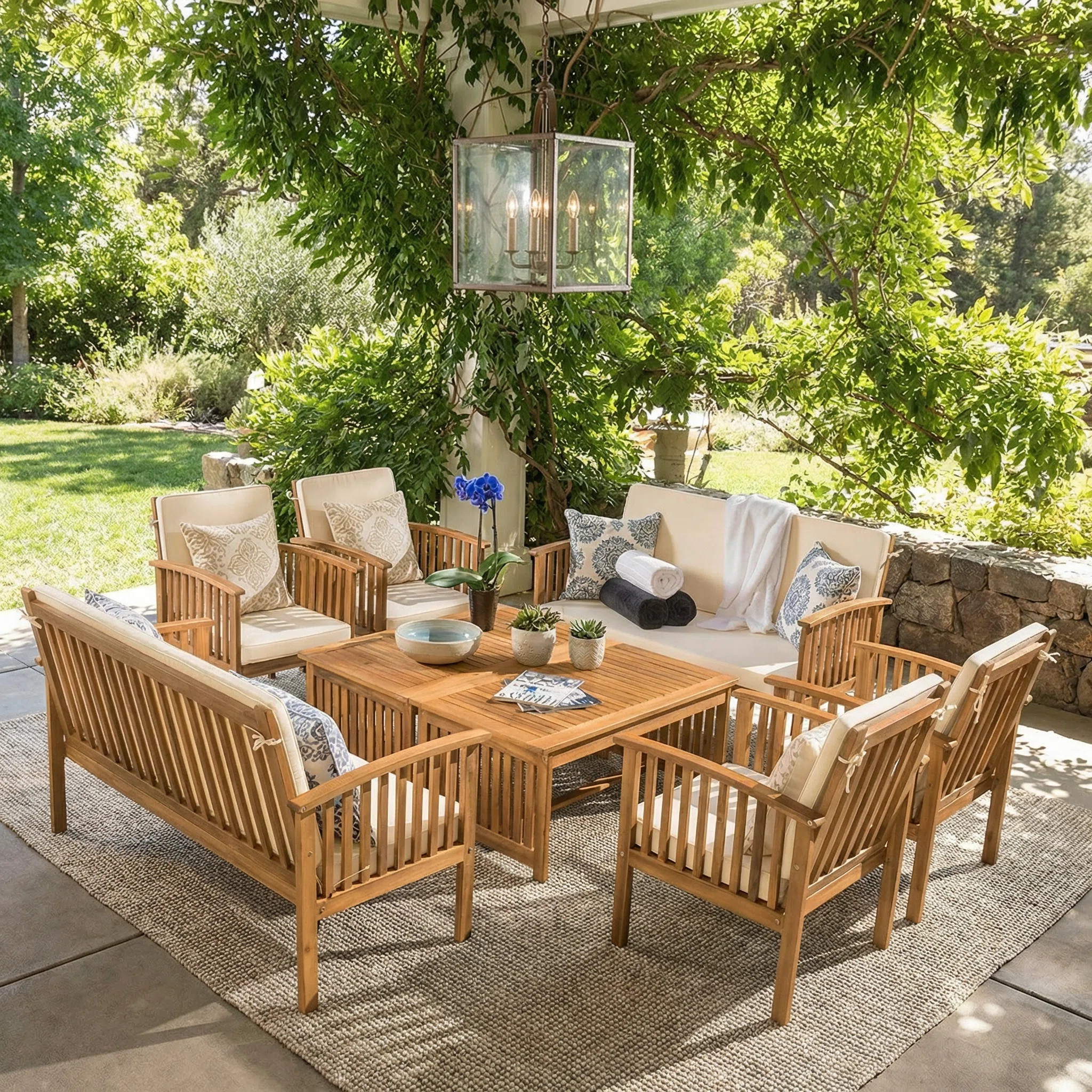 Amorae Acacia 8 - Person Patio Conversation Set with Cushions | Wayfair North America
