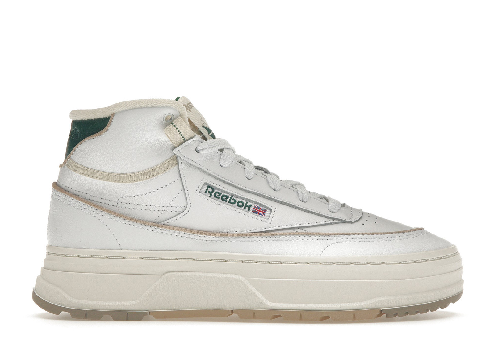 Reebok Club C Geo Mid White (Women's) Sneakers in Cloud White/Chalk/Dark Green | StockX