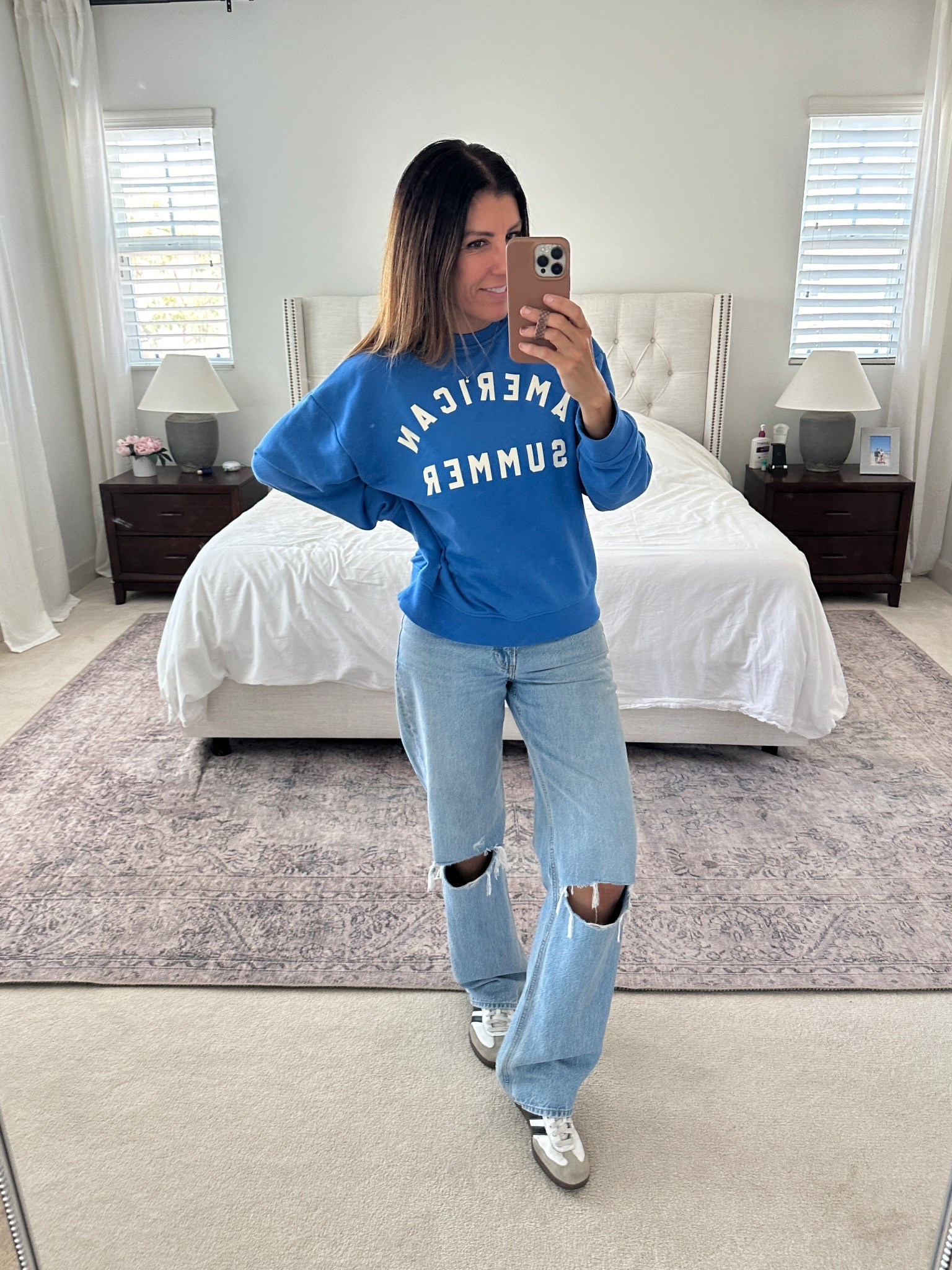 Summer outfit 💙

Wearing a small in the sweatshirt 

#americanstyle #summerstyle #targetstyle #casualoutfit #abercrombie #sambas 

#LTKOver40 #LTKFindsUnder50 #LTKSummerEdit