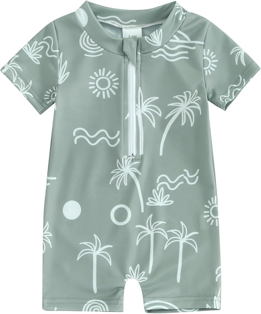 Hnyenmcko Infant Baby Boy Girls Rash Guard Swimsuit Short Sleeve Zipper Bathing Suit Toddler One ... | Amazon (US)