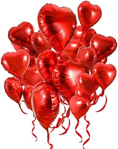 30 pcs Red Heart Balloons 18" Heart Love Foil Balloon , Helium Support Valentines Day Wedding Bridal | Amazon (US)