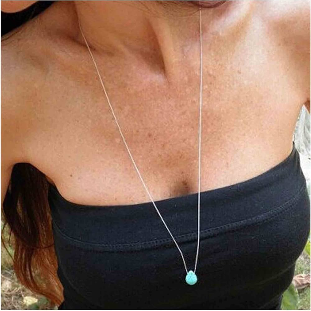 Boho Long Turquoise Necklace Silver Teardrop Turquoise Necklace Blue Turquoise Pendant Necklace V... | Amazon (US)