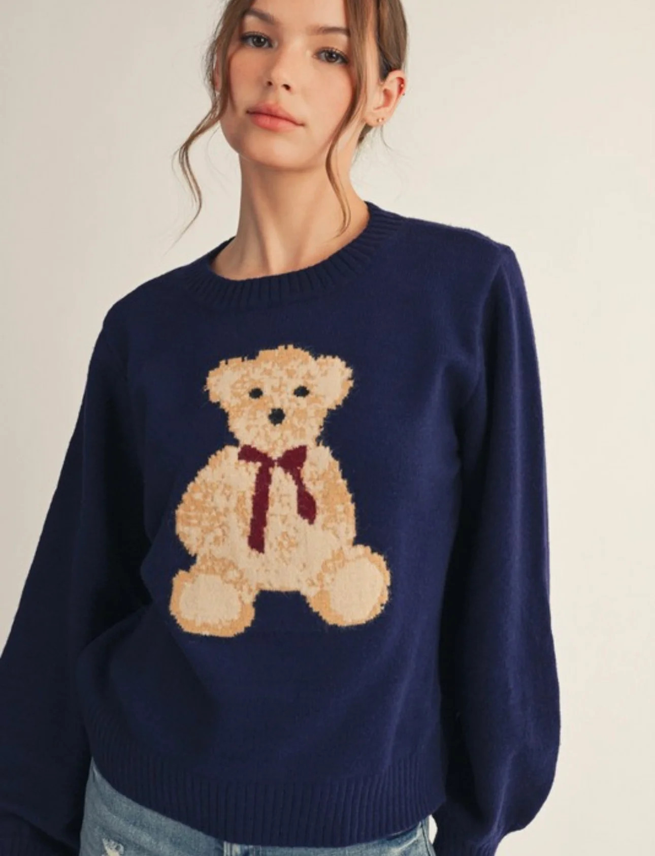 Teddy Bear Sweater - Navy S | Statement Boutique