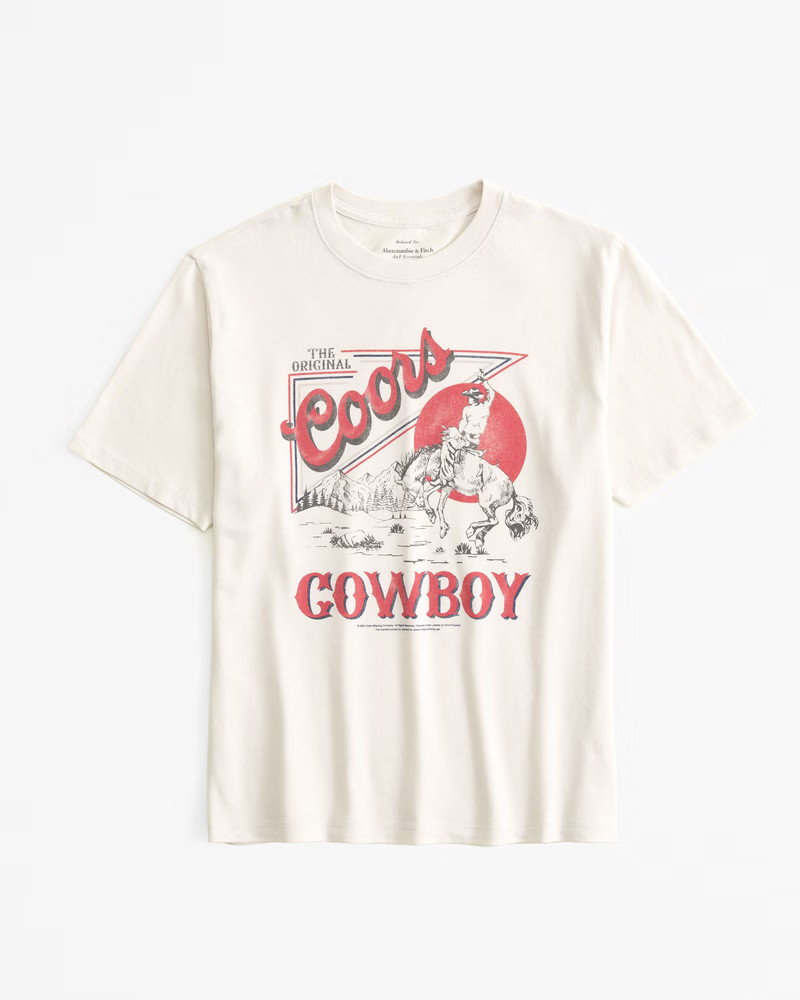Women's Short-Sleeve Coors Light Graphic Relaxed Tee | Women's New Arrivals | Abercrombie.com | Abercrombie & Fitch (US)