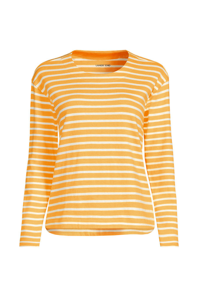 Women's Long Sleeve Mariner Jersey Crewneck Tee - Lands' End - Orange - XL | Lands' End (US)