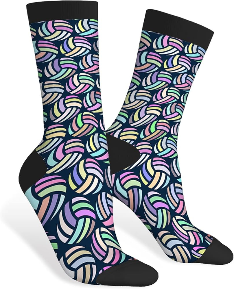 AOYEGO Volleyball Funny Socks Water Polo Balls Iridescent Novelty Casual Crew Socks Contrast Colo... | Amazon (US)