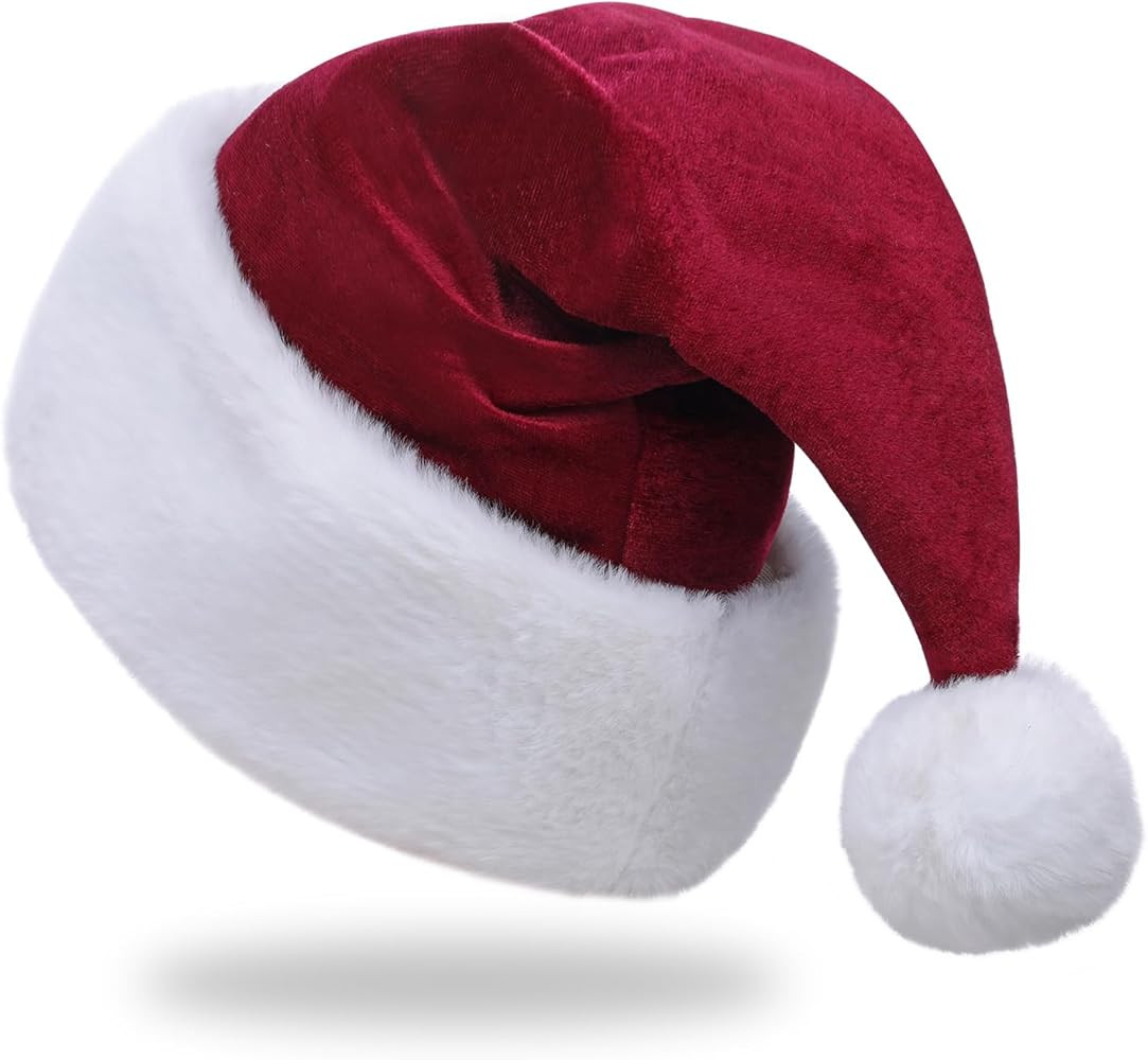 Santa Hat,Adults Unisex Velvet Christmas Hat,New Year Festive Party Christmas Supplies | Amazon (UK)