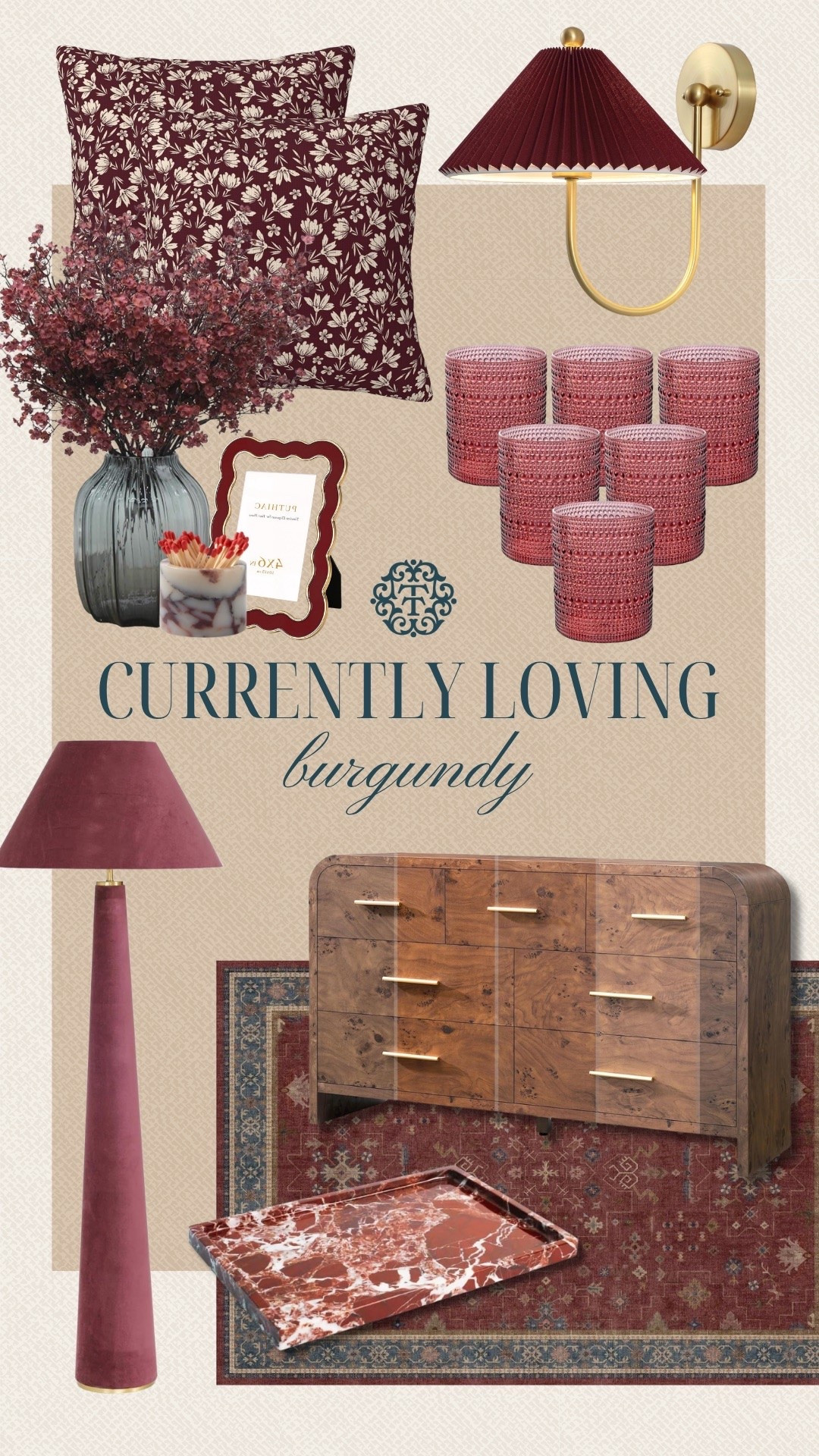 Burgundy is having a moment for fall home decor. We’re loving the mix of floral pillows, deep red accents, textured glassware, and vintage-inspired pieces in this collage. These finds would make any space feel warm and inviting for the season.

#LTKSeasonal #LTKHome #LTKdayinmylife