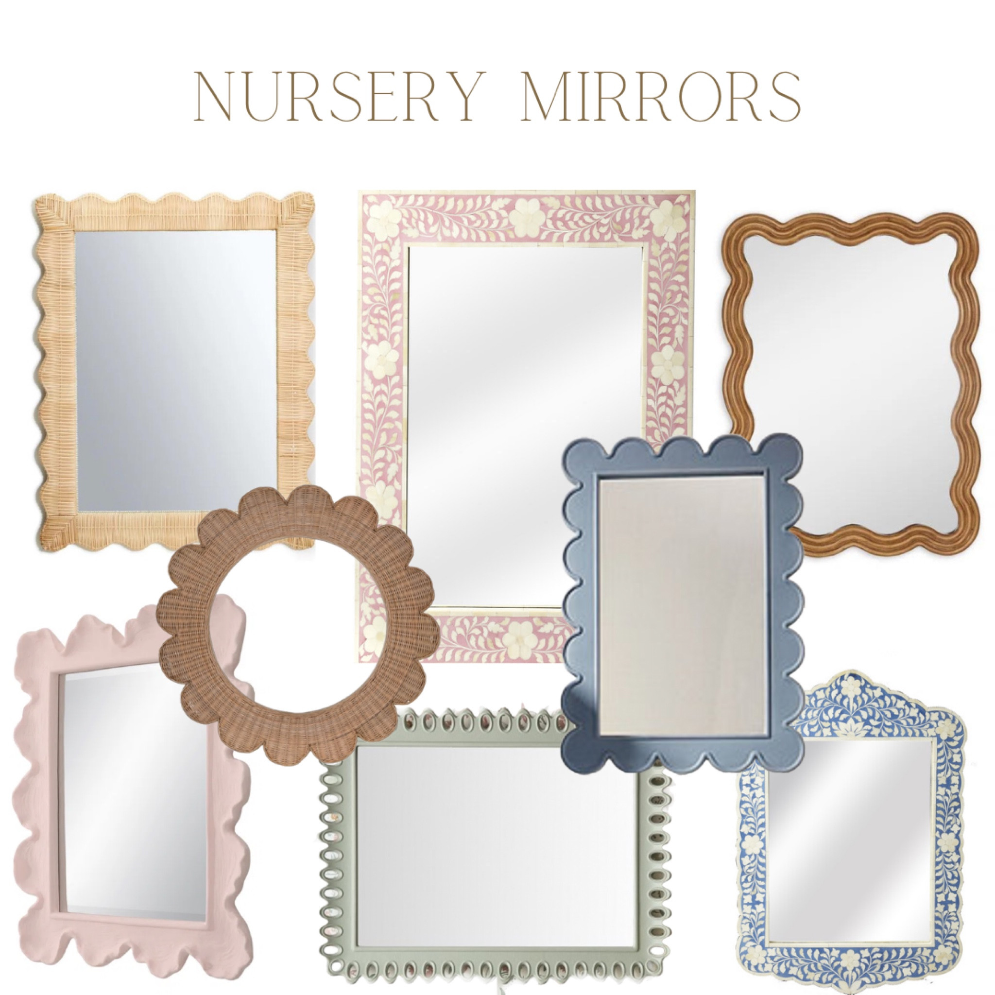 Cutie mirrors for the little ones 🩵💕





Nursery mirror, scallop mirror, blue, pink, bone inlay, circle, flower, green, fun, playful, decorative mirror, home decor, baby, newborn furniture, home decor 

#LTKhome #LTKfindsunder100