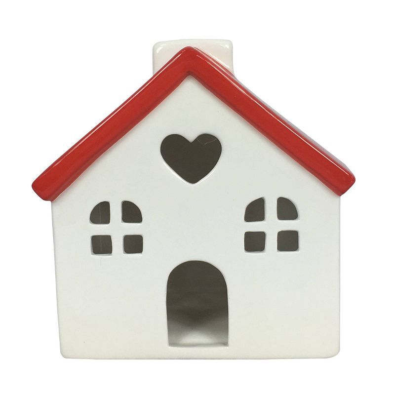 5.25" Ceramic Valentine's Day House Red/White - Spritz™ | Target