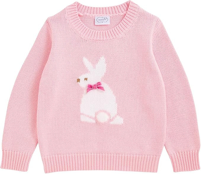 Mud Pie Toddler Girl Pink Crew Neck Easter Bunny Sweater | Amazon (US)