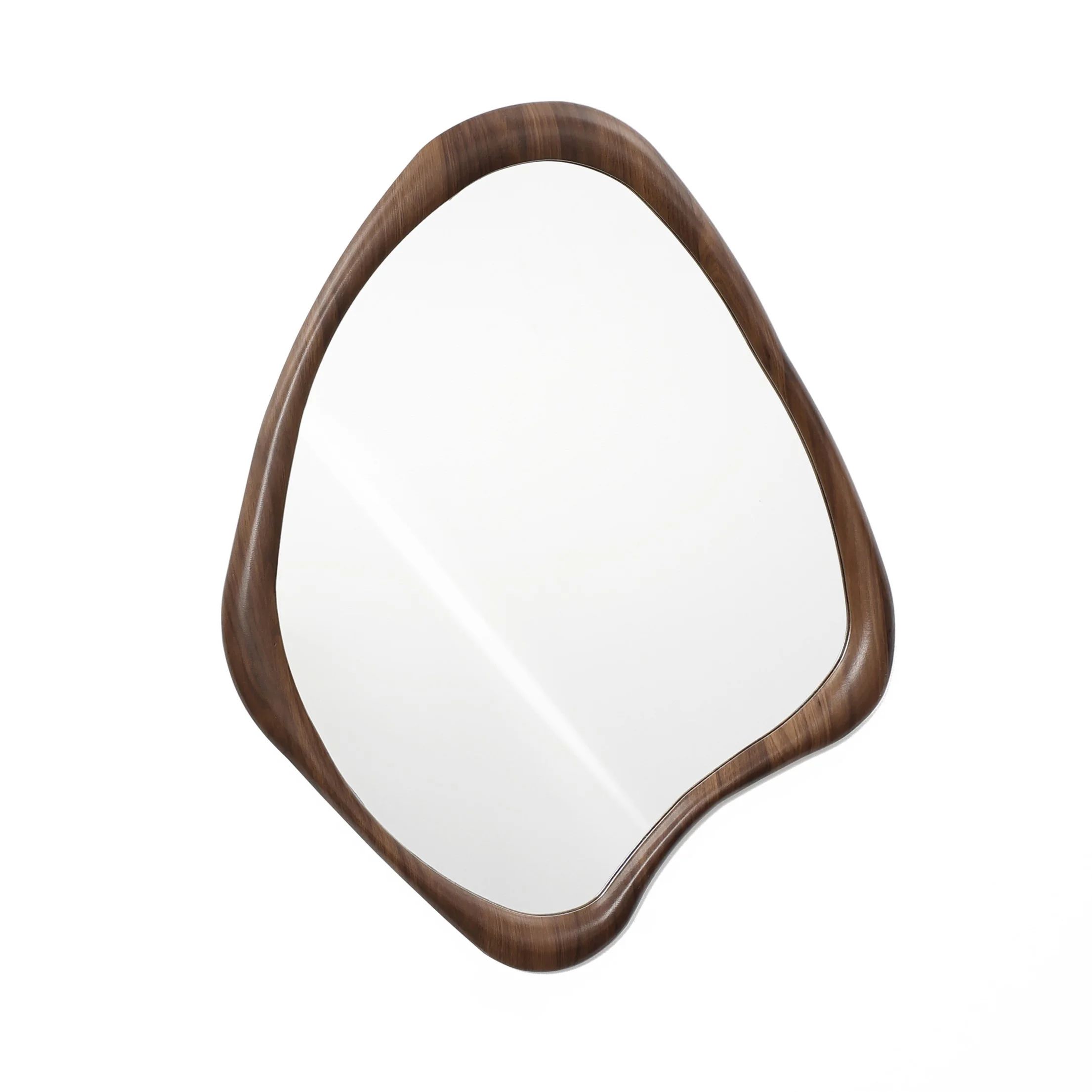 LuxenHome Brown Wood Frame Decorative Wall Mirror | Walmart (US)