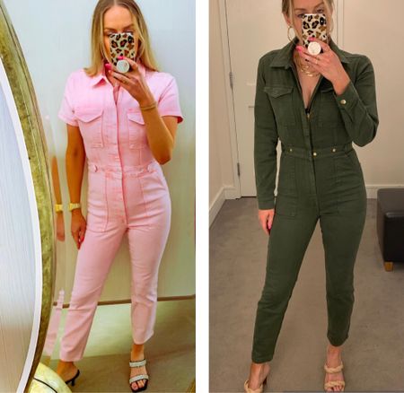 Are you 💗TEAM PINK or 💚TEAM GREEN!!??
Love these jumpsuits wearing size 1 in green and 2 in pink.

#LTKtravel #LTKFind #LTKworkwear