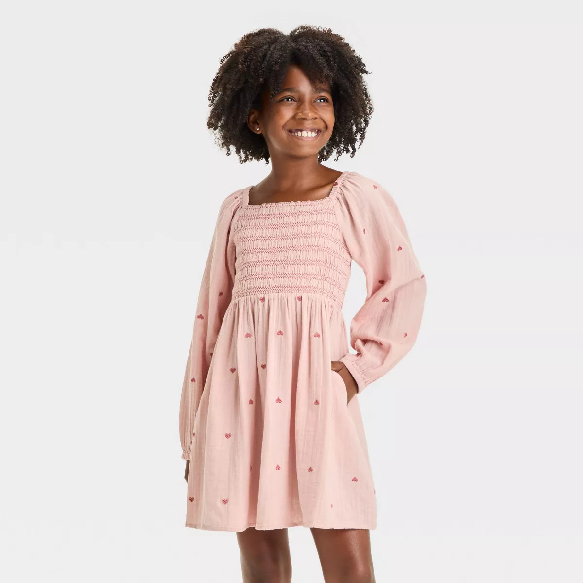 Girls' Long Sleeve Woven Dress - Cat & Jack™ | Target