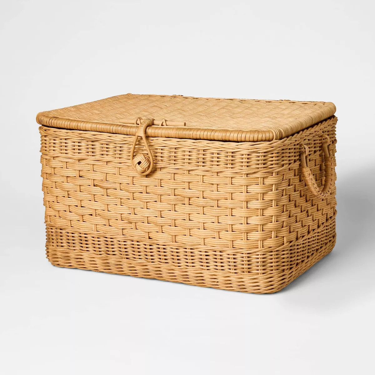 Large Lidded Rattan Decorative Basket Brown - Threshold™ designed with Studio McGee | Target