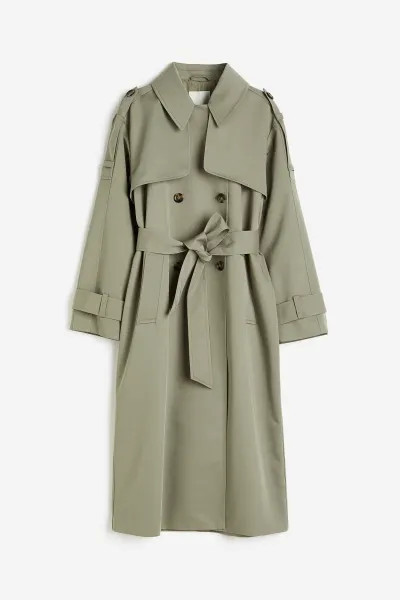 Double-breasted trenchcoat - Khaki green - Ladies | H&M US | H&M (US + CA)