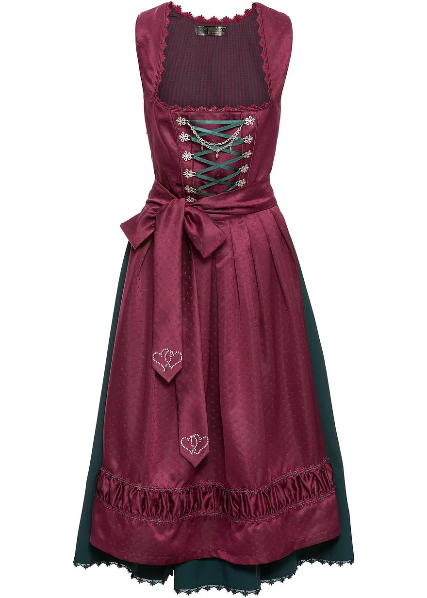 Dirndl mit bestickter Satin-Sch\u00fcrze (2-tlg.Set) | Bonprix DE