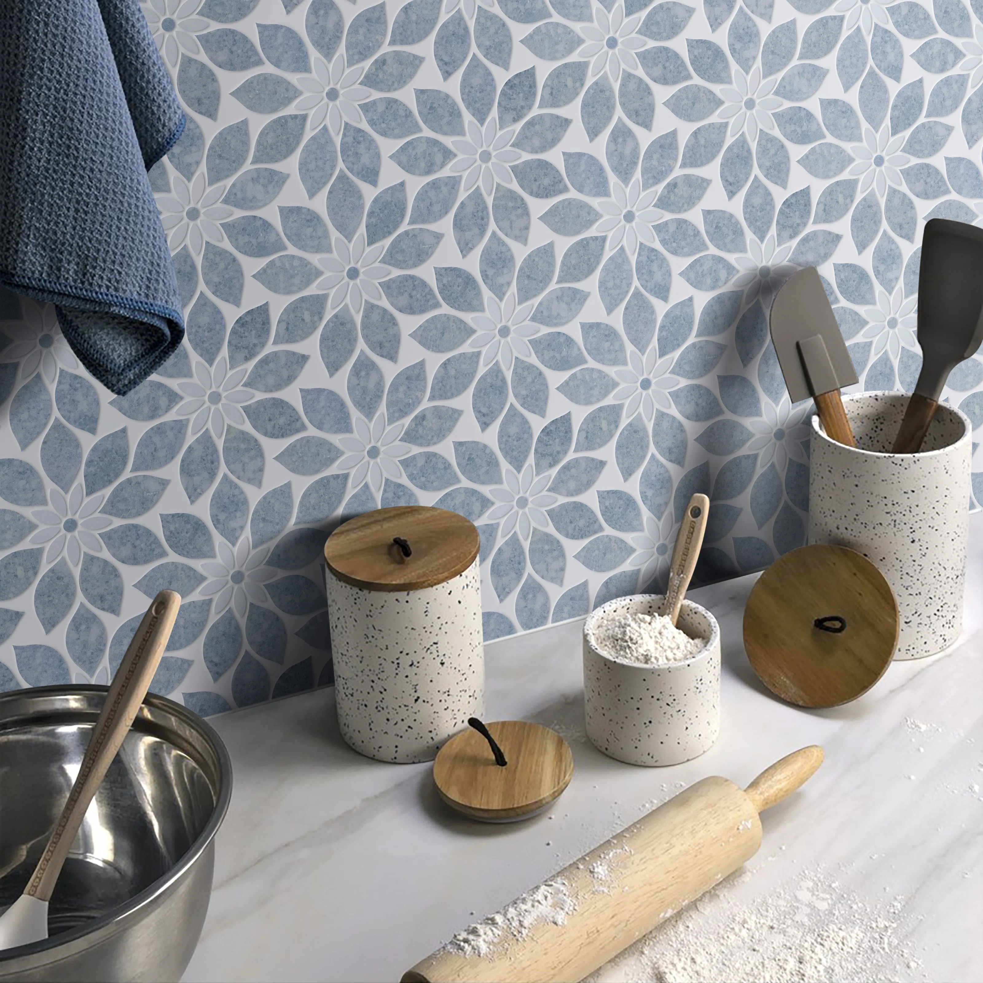 Floral 5" x 5" Natural Stone Mosaic Wall & Floor Tile | Wayfair North America