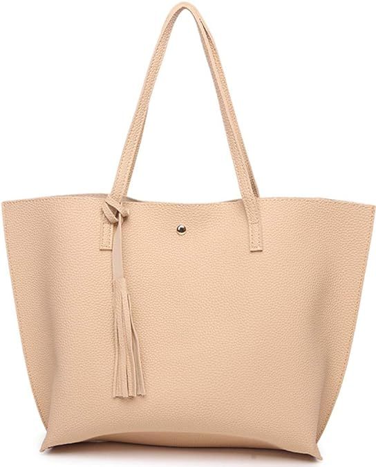 IBLUE Women Tote Bag Purse Large Faux Leather Shoulder Bag Tassel Satchel Handbags, D1059 | Amazon (US)