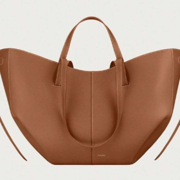 Crescent-shaped hobo-style tote bag with shoulder strap and magnetic buckle closure | SHEIN