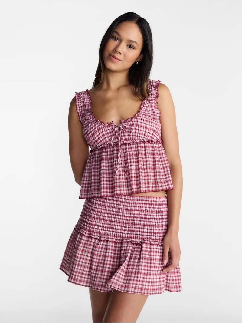 No Boundaries Woven Smocked Top and Skirt Set, 2 Piece, Women\u2019s XXS-XXL | Walmart (US)