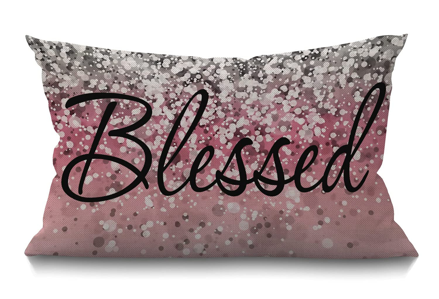 Smooffly Inspirational Blessed Letters Words Waist Lumbar Pink Cotton Linen Throw Pillow case Cus... | Amazon (US)