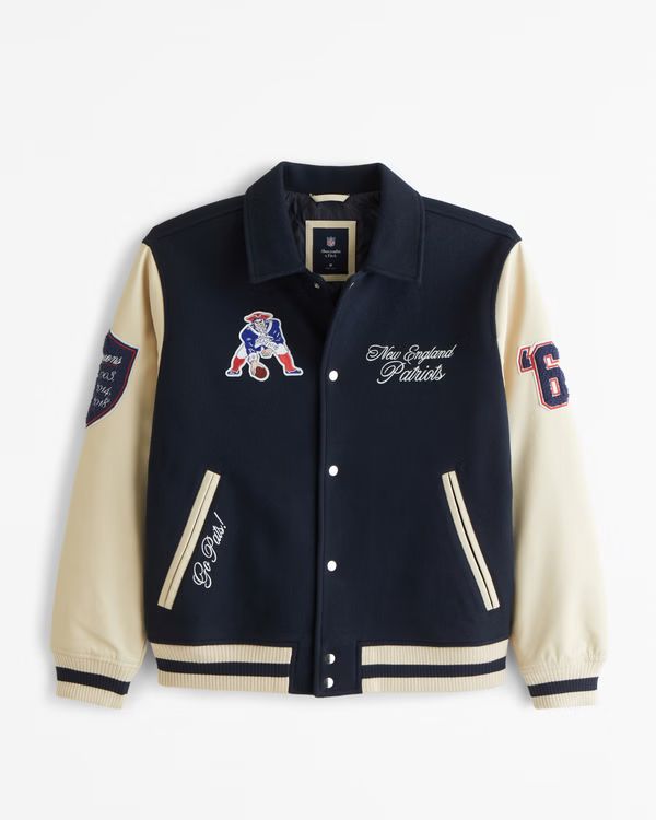 NFL New England Patriots Varsity Bomber Jacket | NFL NFL | Abercrombie.com | Abercrombie & Fitch (US)