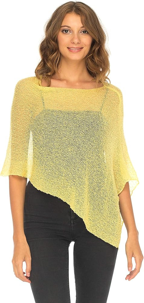 SHU-SHI Womens Sheer Knit Poncho Shrug Lightweight Cover Up One Size Fits Most | Amazon (US)
