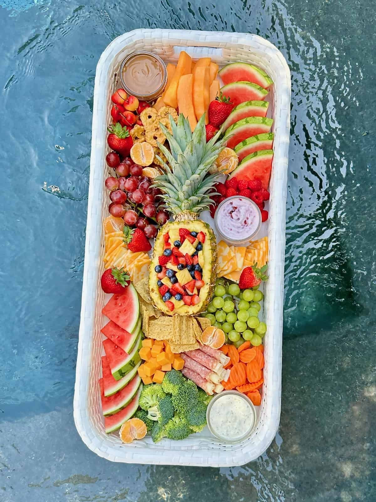 Build a floating snack tray with fresh fruits, veggies, cheeses, salty snacks and sweet and savory dips to enjoy in the pool this summer.

#LTKParties #LTKFindsUnder100 #LTKSwim
