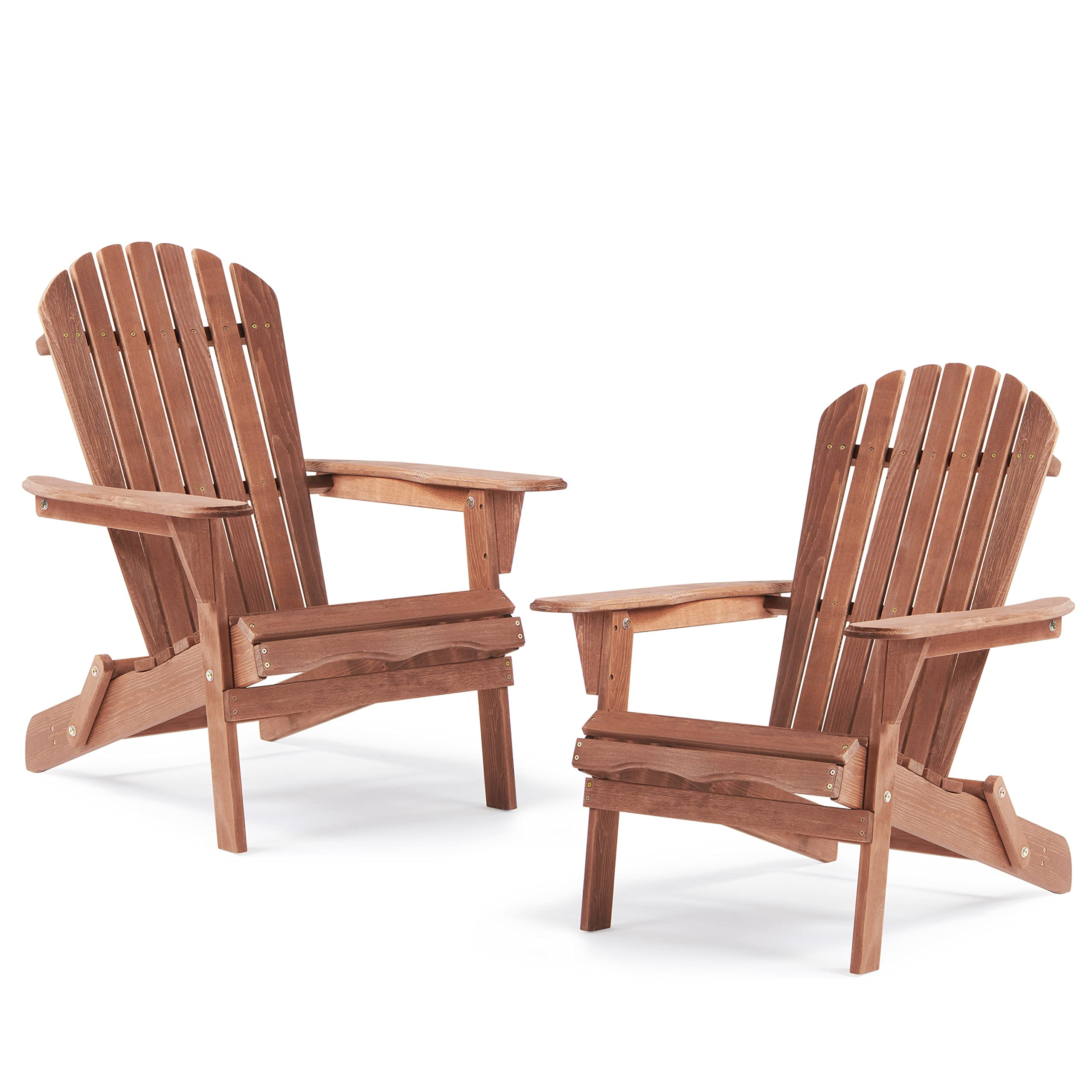 Folding Adirondack Chair Set of 2, Half Pre-Assembled Outdoor Wood Patio Chair for Garden/Backyar... | Amazon (US)