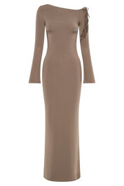 Gabby Tie Sleeve Slinky Maxi Dress - Coco | MESHKI US