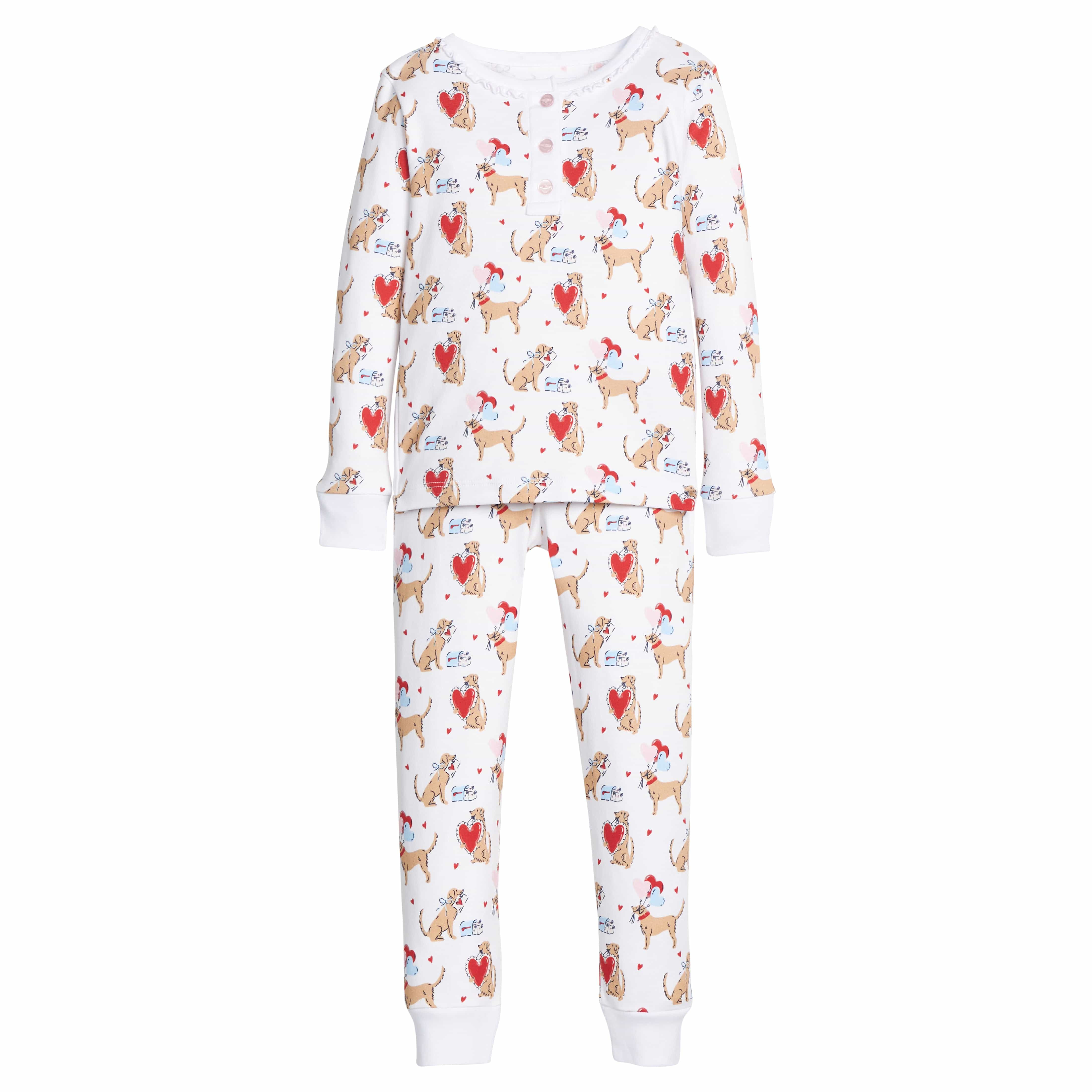 Girl's Ruffled Printed Jammies - I Woof You | Little English