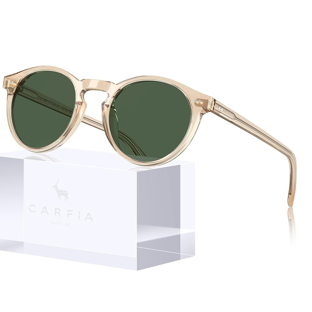 CARFIA Retro Round Polarized Mens Sunglasses UV Protection Acetate Frame CA5289L | Amazon (US)