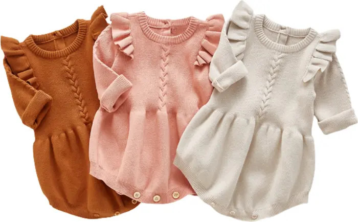 Lizzie Ruffle Sleeve Knit Cotton Bodysuit | Nordstrom