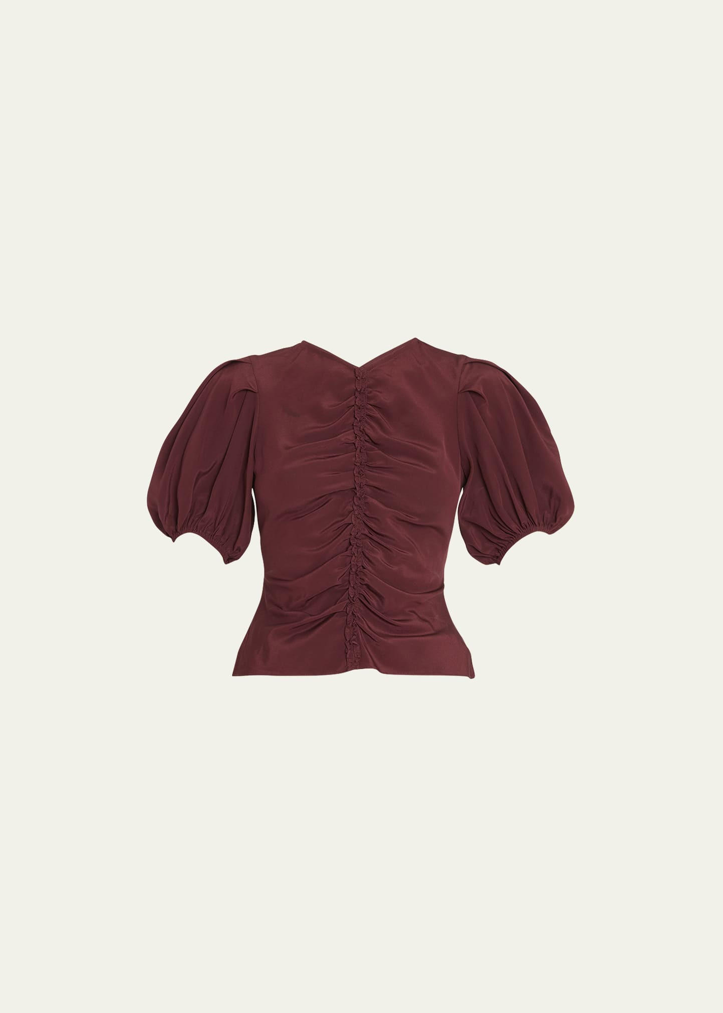 Ulla Johnson Elise Ruffle-Trim Silk Puff-Sleeve Top | Bergdorf Goodman