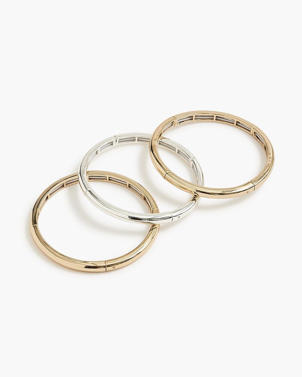 Gold and silver stretch bangle bracelets set-of-three | J.Crew Factory