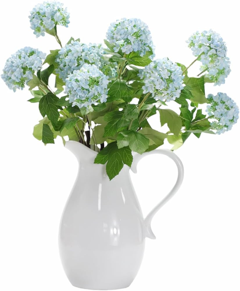 Hydrangea Artificial Flowers Fake Hydrangeas - Silk Flowers 4 Pack 28 Inch Long with 12 Real Touc... | Amazon (US)