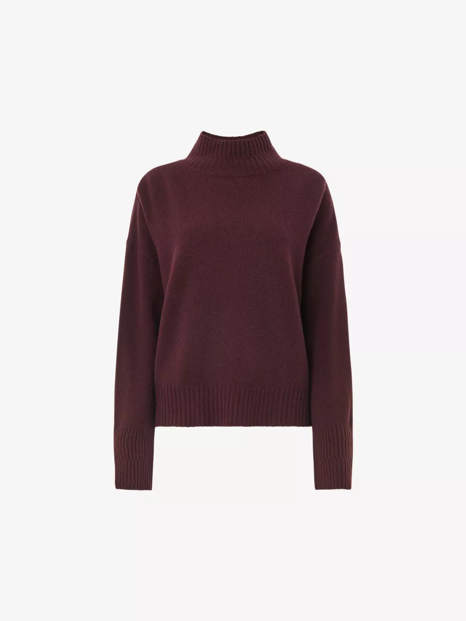 Double-trim funnel-neck wool jumper | Selfridges