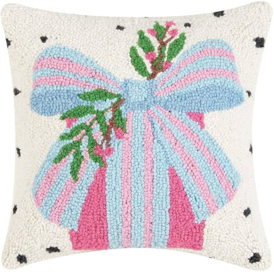 Peking Handicraft Pillow with Spotted Holiday Present Design, 14-inch Length, Wool and Poly Velve... | Amazon (US)