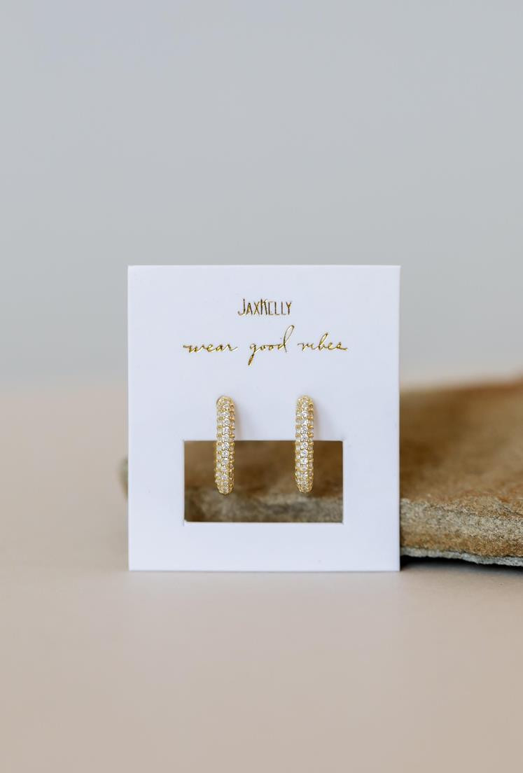 Gold Hoop Pave Earrings | South Moon Under