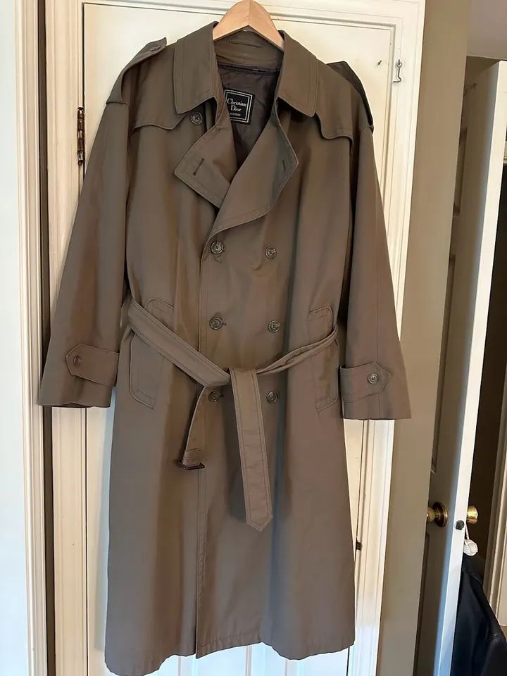 Vintage Christian Dior Monsieur Men's Trench Overcoat Coat Taupe Fully Lined 40R  | eBay | eBay US