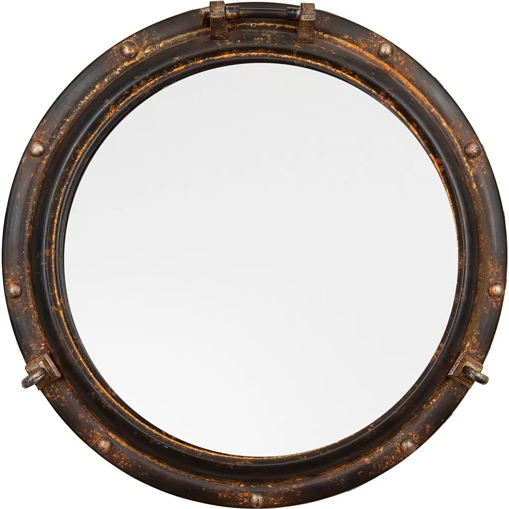 Storied Home Round Metal Porthole Wall Mirror, Rust in Brown at Nordstrom | Nordstrom