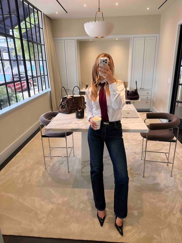 KHAITE favorites 🤍 The Danielle straight-leg jeans have that perfect slim, clean fit with an easy full-length leg, and I love them paired with the KHAITE Loop kitten heel sandals. The pointed toe and low heel make them feel polished without being too dressy—such an effortless denim-and-heels combo.

#LTKootd #LTKBeauty #LTKWorkwear