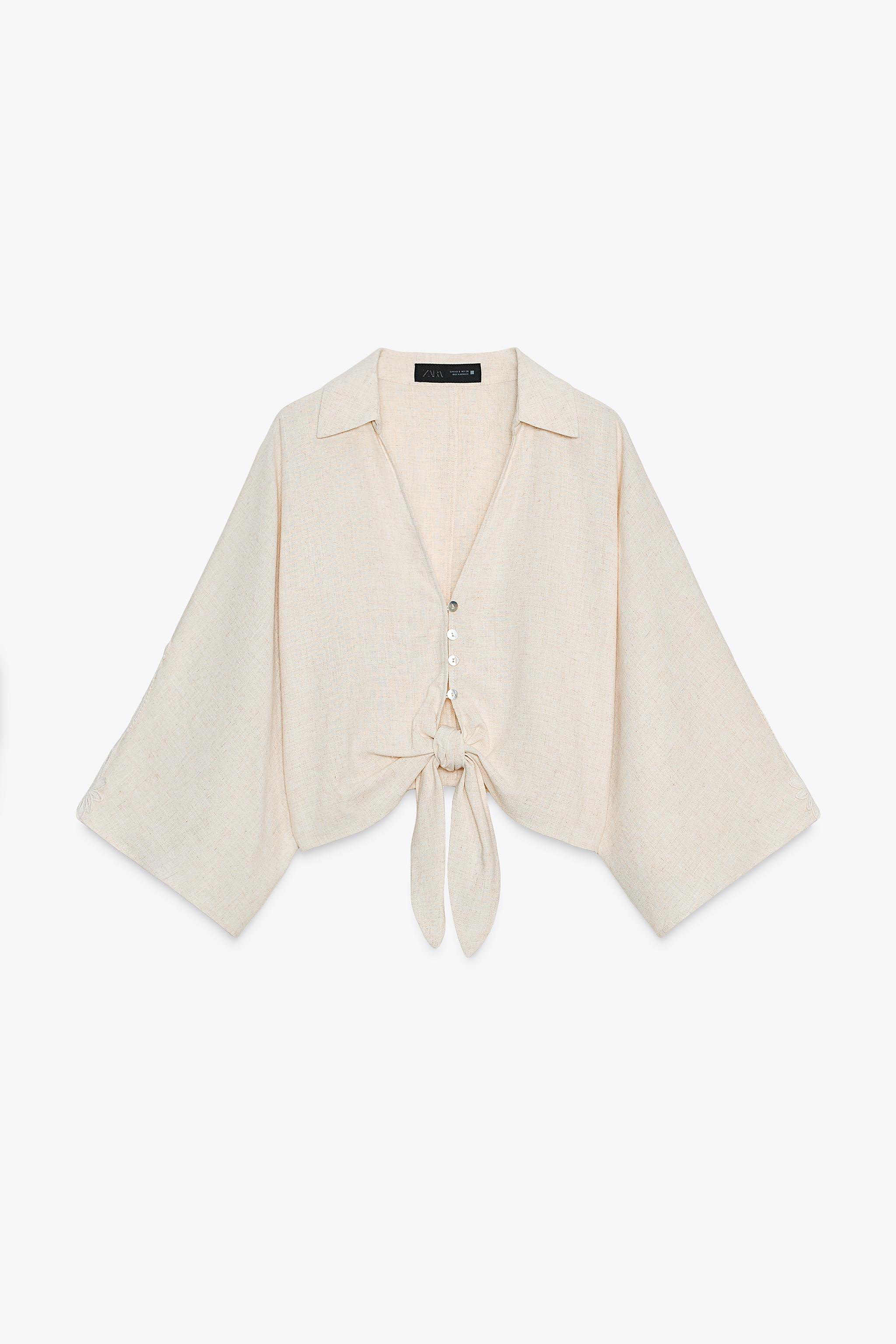 CROCHET TRIM KNOT SHIRT | Zara UK