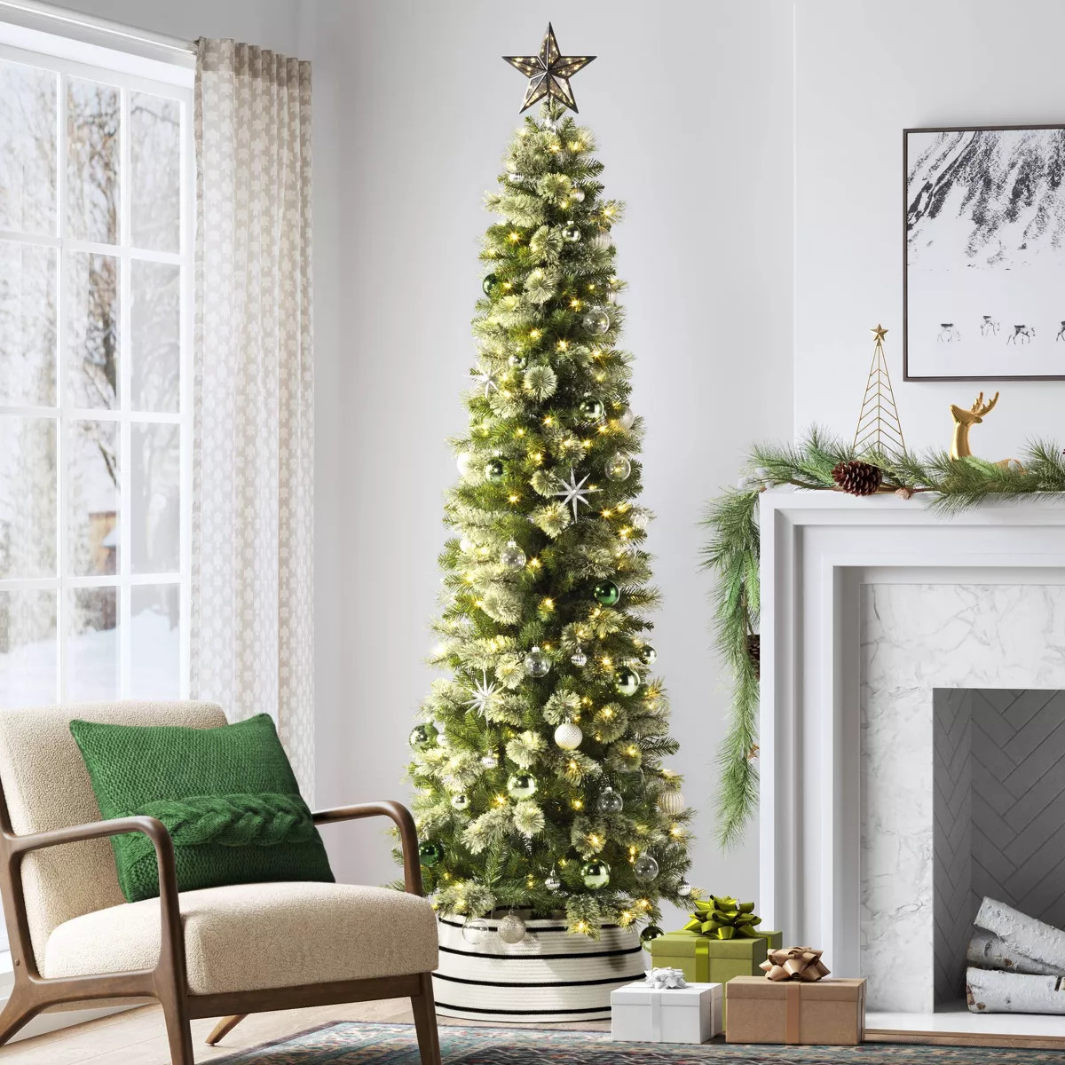 7.5' Pre-lit Slim Virginia Pine Artificial Christmas Tree with White LED Lights - Wondershop™ | Target