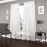VUE SIGNATURE Sheer Curtains for Bedroom - Carrington 52" x 84" Light Filtering Single Panel Rod Poc | Amazon (US)