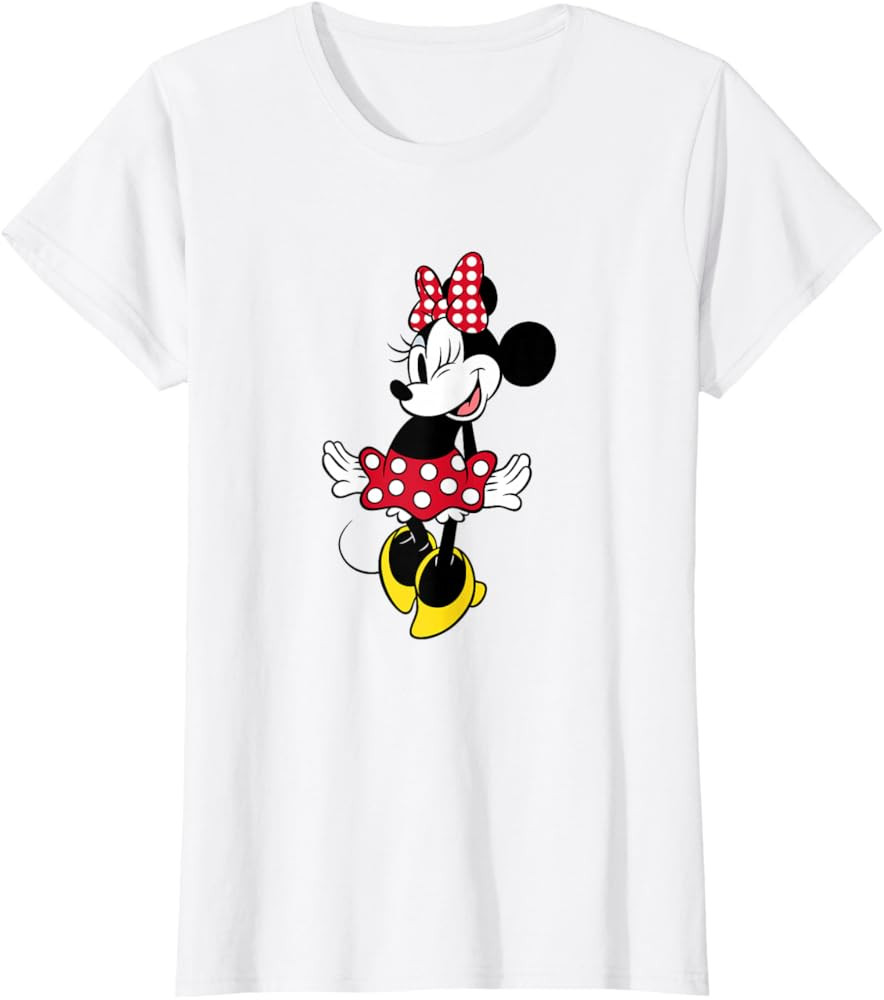 Disney Minnie Mouse Vintage Sweetie Red Polka Dot Wink Face T-Shirt | Amazon (US)