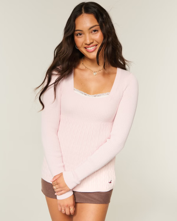 Long-Sleeve Square-Neck Babydoll | Hollister (US)